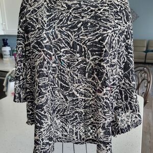 Style & Co. Monochrome Leaf Print A-Line Top